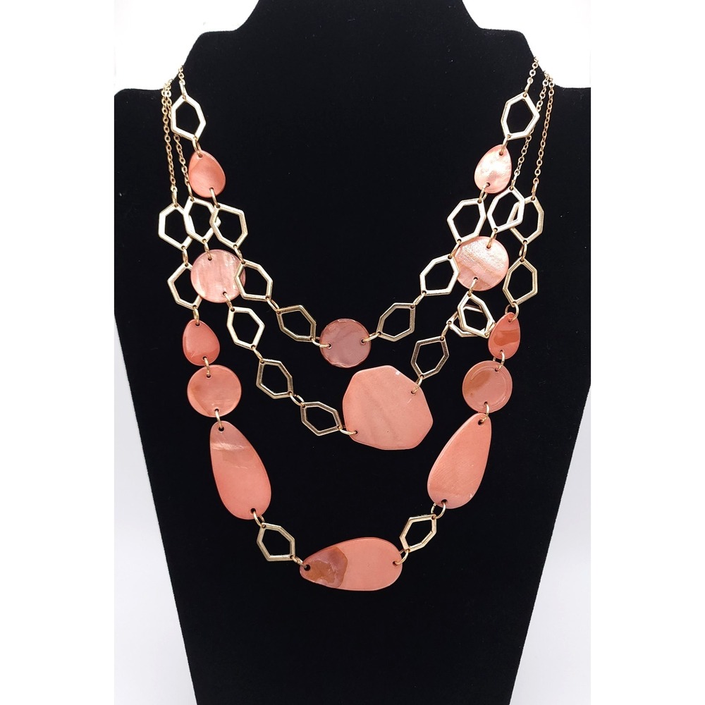 1946‎ Peach Geometric Layered Necklace